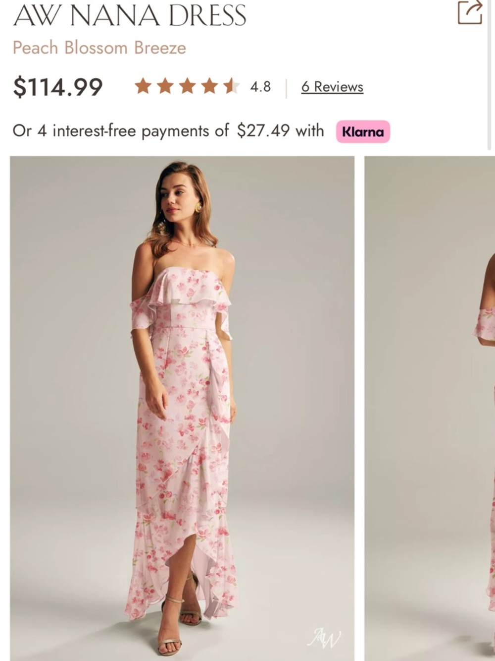 Off the Shoulder Floral Maxi Dress in Peach Blossom by AW
